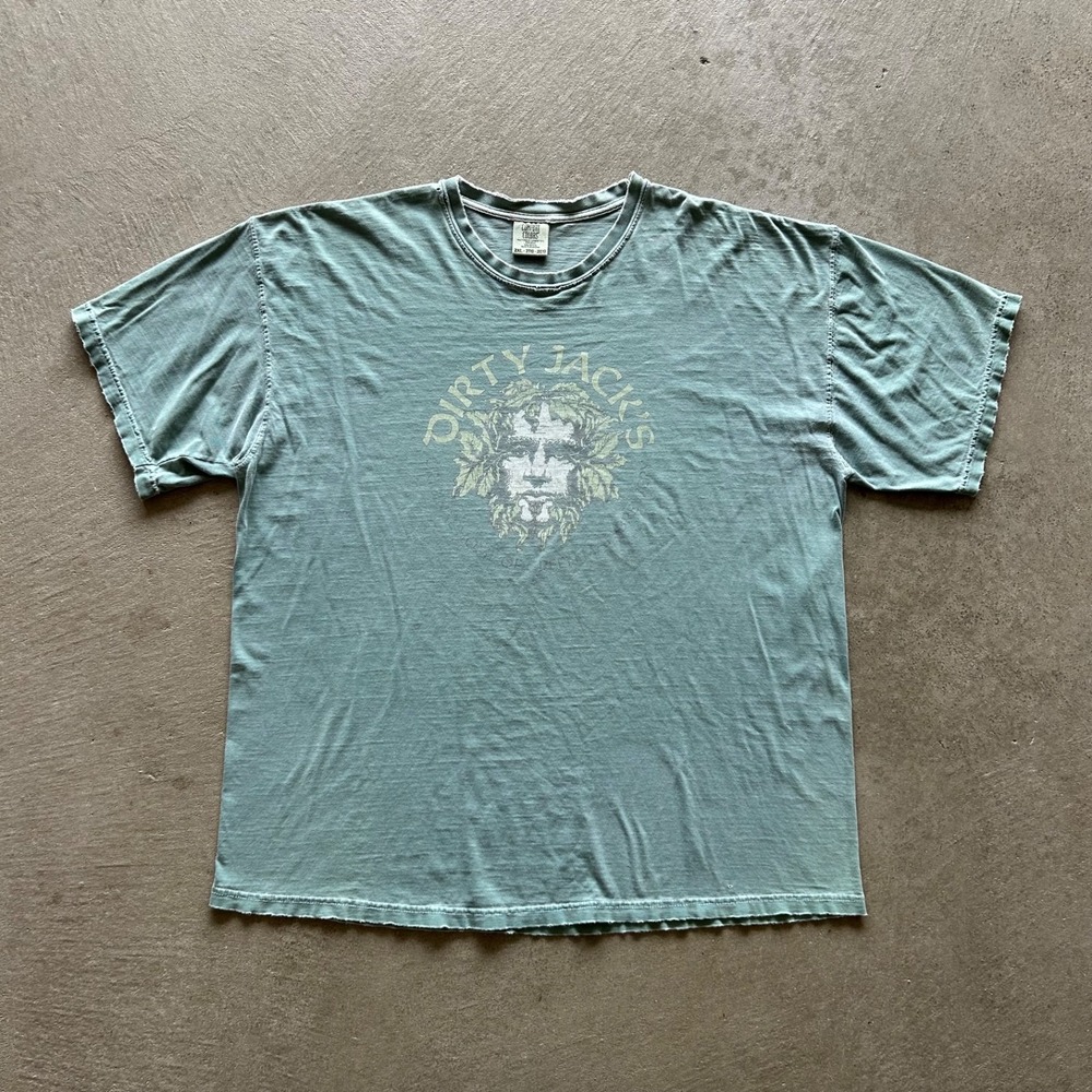 Vintage Dirty Jacks Shirt Size XXL Faded Green Man Brewing Alcohol